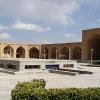 View of the caravanserai yard from an inside corner.  The raised platform is the roof of the traditional restaurant which is underground for climate control