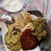 Sample plate of food served in the traditional restaurant